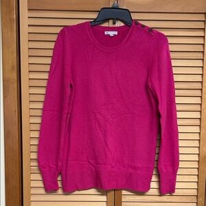 GAP Fuchsia Crew Neck Sweater with Button Accents Pink